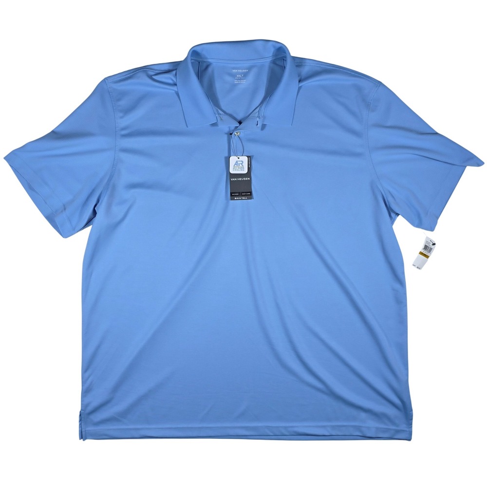 Van Heusen Big & Tall Polo Shirt 4XLT Blue Air Ottoman Cooling Wicking
